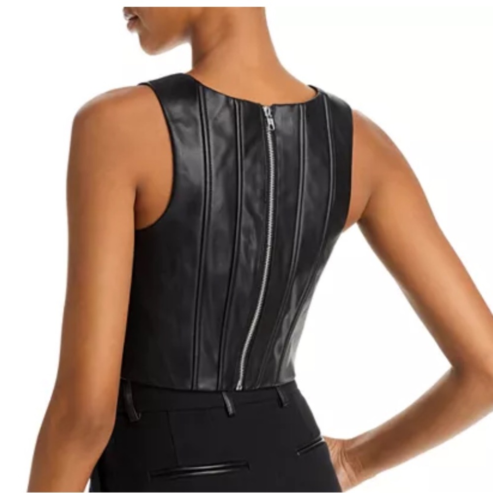 New! AQUA ‘Fara Faux Leather Corset’ Top - Picture 3 of 12